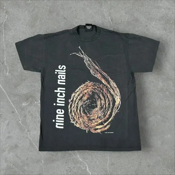 Vintage NIN 1995 Nine Inch Nails Further Down The Spiral Large Reprint T-Shirt - Picture 1 of 9